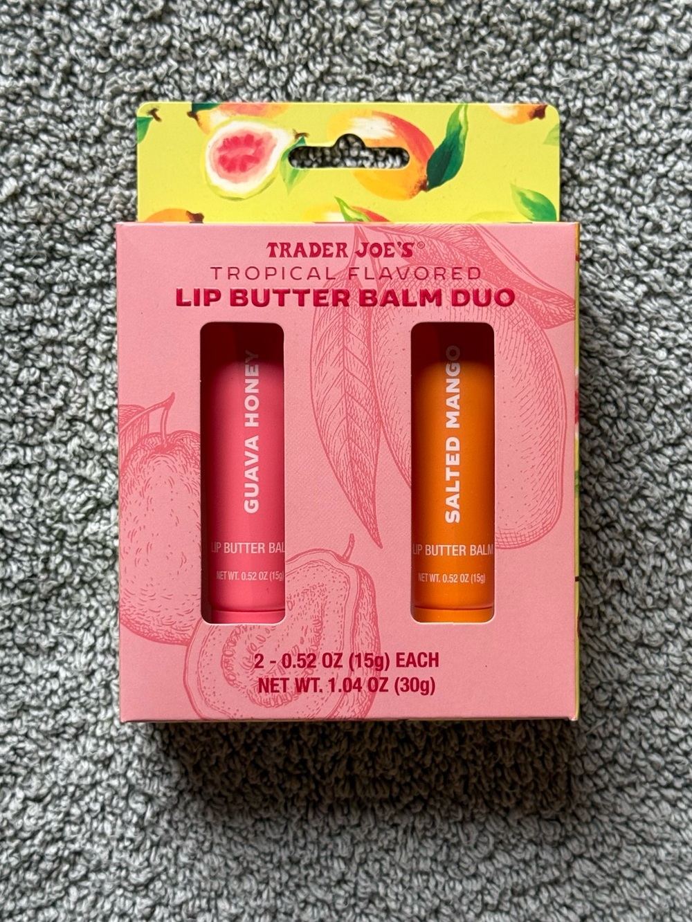 Tropical Lip Butter Balm Duo - Guava Honey & Salted Mango (Pink & Orange)
